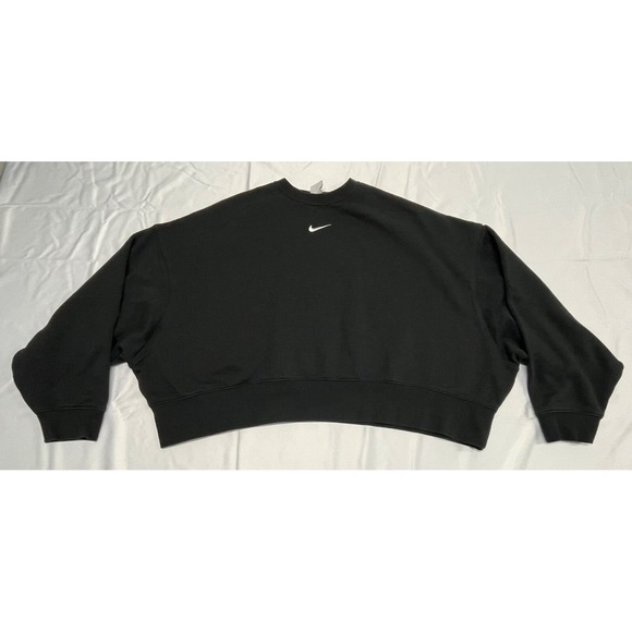 NIKE Sportswear NSW Essential Collection Women Black Crew fleece Oversized XL - Picture 2 of 9